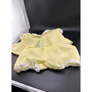 Vtg Cabbage Patch Kids Doll Clothes Yellow Polka Dots Dress Bloomers Coleco READ